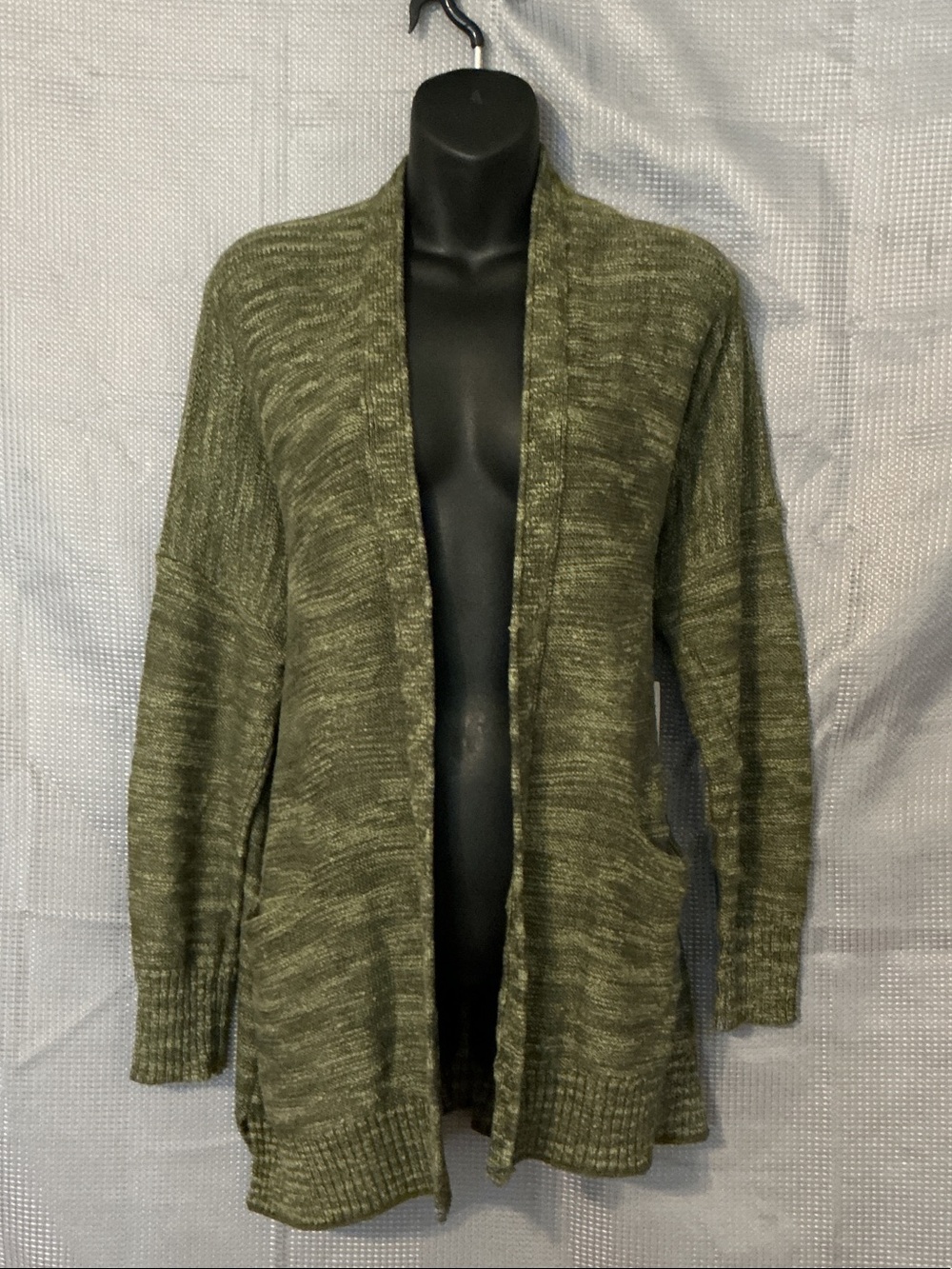 Anthropologie Olive Marled Open-Front Knit Cardigan